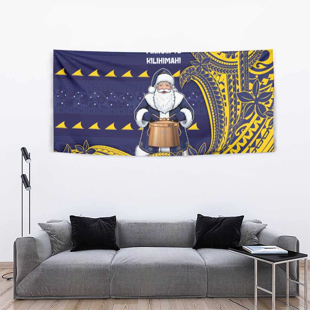Tokelau Christmas Tapestry Santa With Tuluma Xmas Tribal Waves DT05 - Polynesian Pride