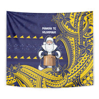 Tokelau Christmas Tapestry Santa With Tuluma Xmas Tribal Waves DT05 - Polynesian Pride