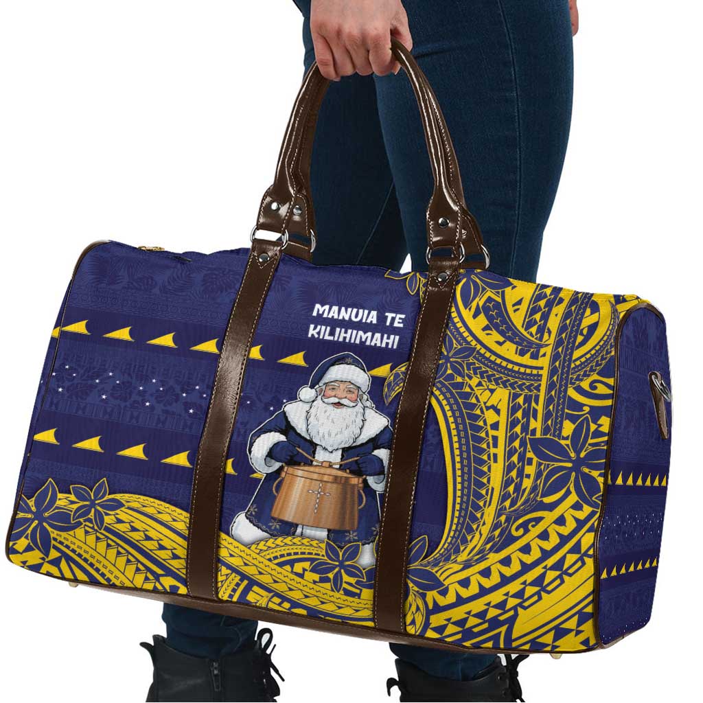 Tokelau Christmas Travel Bag Santa With Tuluma Xmas Tribal Waves DT05 - Polynesian Pride