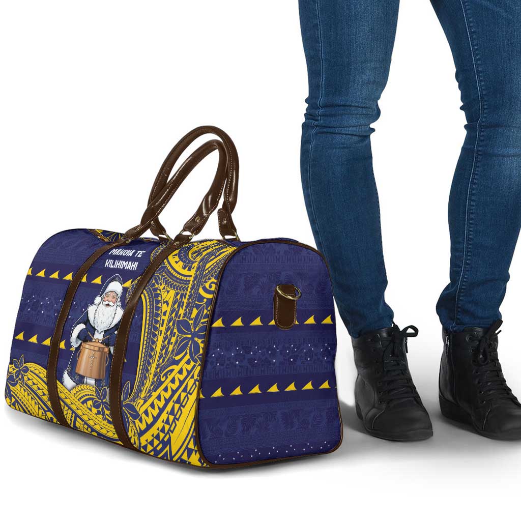 Tokelau Christmas Travel Bag Santa With Tuluma Xmas Tribal Waves DT05 - Polynesian Pride