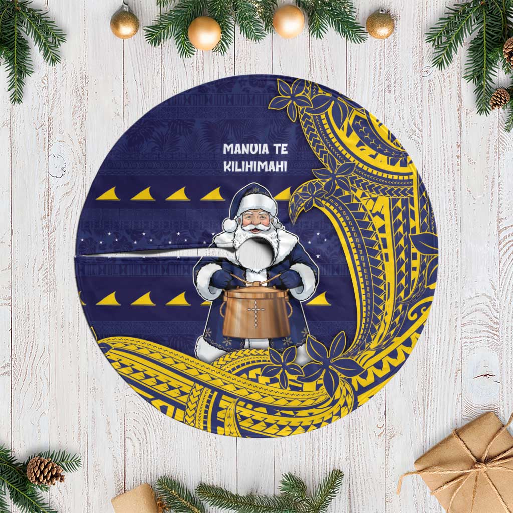 Tokelau Christmas Tree Skirt Santa With Tuluma Xmas Tribal Waves DT05 Casual Navy - Polynesian Pride