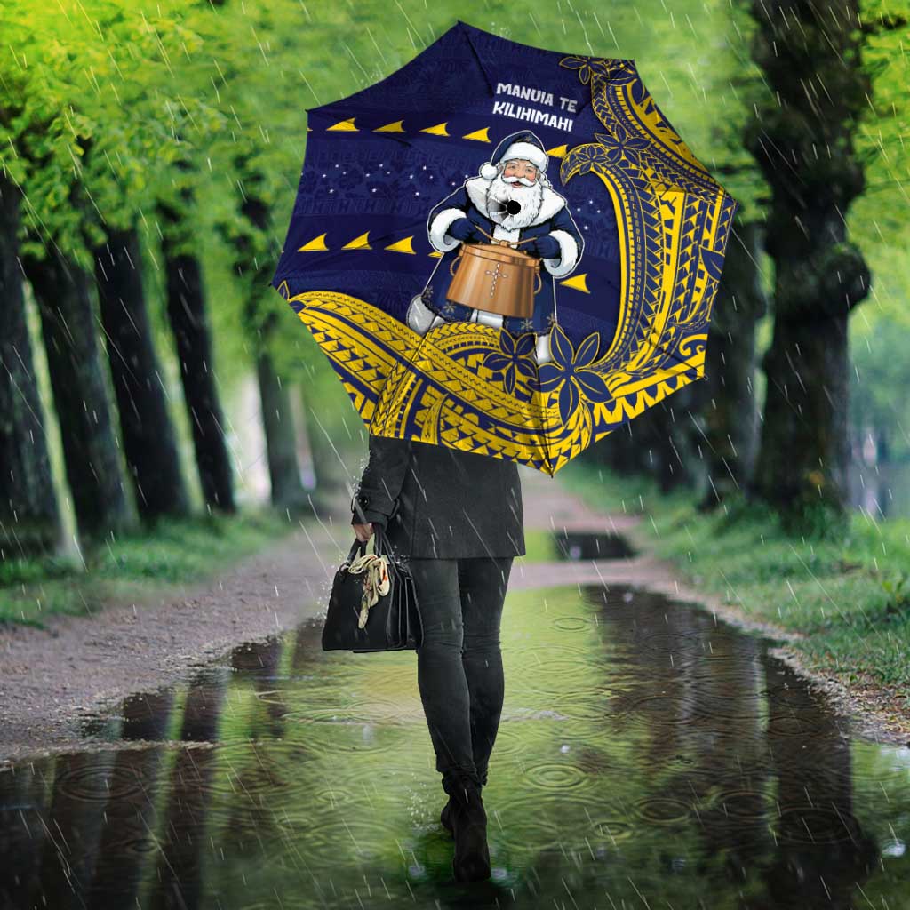 Tokelau Christmas Umbrella Santa With Tuluma Xmas Tribal Waves - Polynesian Pride