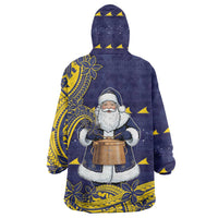 Tokelau Christmas Wearable Blanket Hoodie Santa With Tuluma Xmas Tribal Waves DT05 - Polynesian Pride