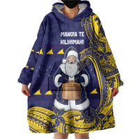 Tokelau Christmas Wearable Blanket Hoodie Santa With Tuluma Xmas Tribal Waves DT05 - Polynesian Pride