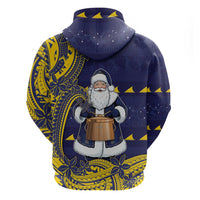 Tokelau Christmas Zip Hoodie Santa With Tuluma Xmas Tribal Waves DT05 - Polynesian Pride
