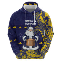 Tokelau Christmas Zip Hoodie Santa With Tuluma Xmas Tribal Waves DT05 - Polynesian Pride
