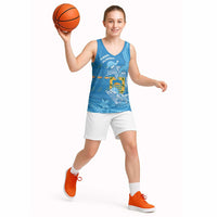 Tuvalu Christmas Basketball Jersey Dolphins Santa Xmas Tribal Waves - Polynesian Pride