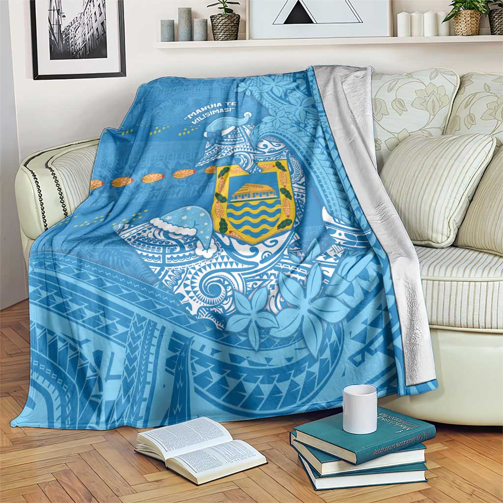 Tuvalu Christmas Blanket Dolphins Santa Xmas Tribal Waves - Polynesian Pride