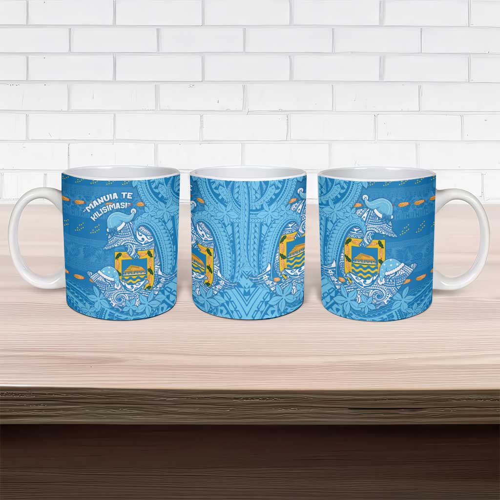 Tuvalu Christmas Ceramic Mug Dolphins Santa Xmas Tribal Waves - Polynesian Pride