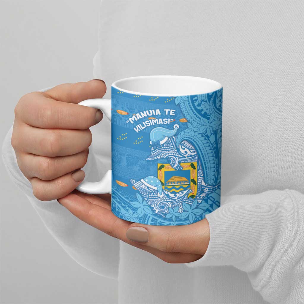Tuvalu Christmas Ceramic Mug Dolphins Santa Xmas Tribal Waves - Polynesian Pride