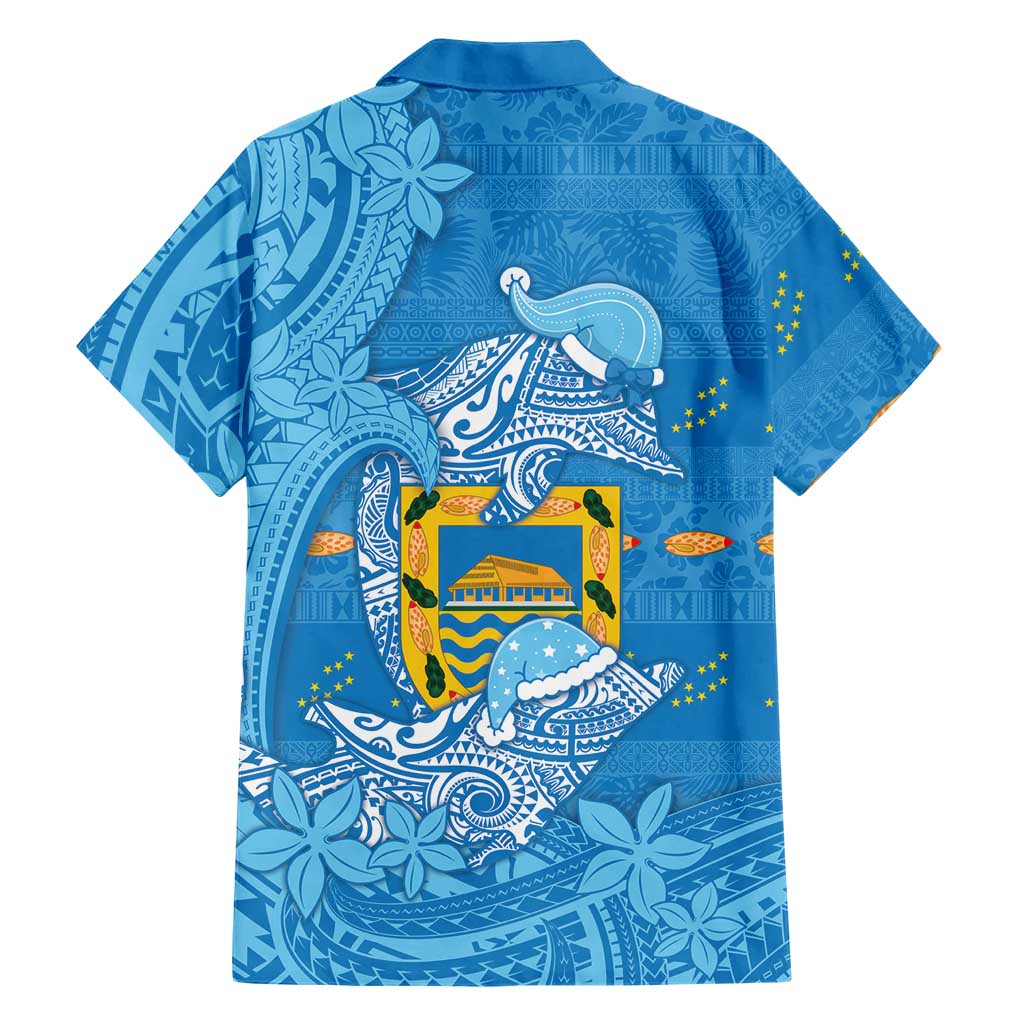 Tuvalu Christmas Family Matching Mermaid Dress and Hawaiian Shirt Dolphins Santa Xmas Tribal Waves DT05 - Polynesian Pride