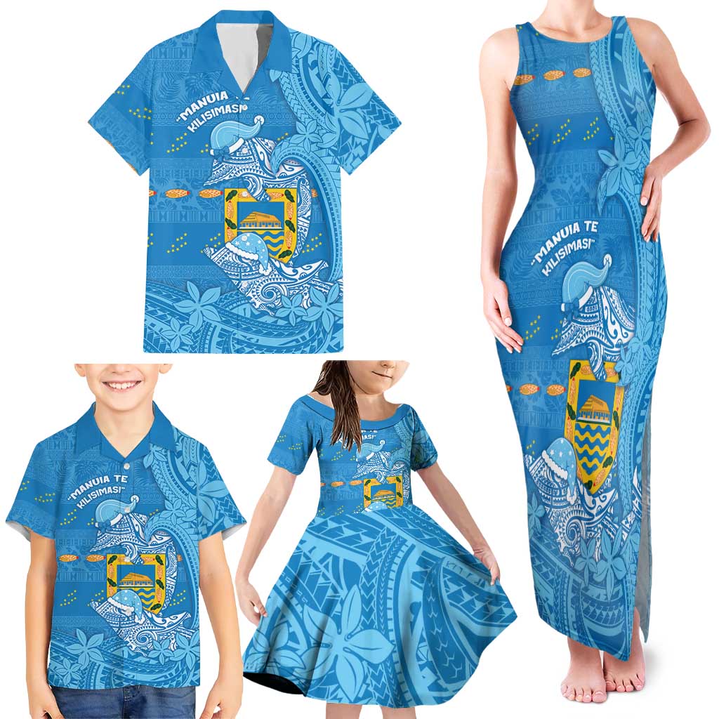 Tuvalu Christmas Family Matching Tank Maxi Dress and Hawaiian Shirt Dolphins Santa Xmas Tribal Waves DT05 - Polynesian Pride