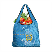Tuvalu Christmas Grocery Bag Dolphins Santa Xmas Tribal Waves - Polynesian Pride