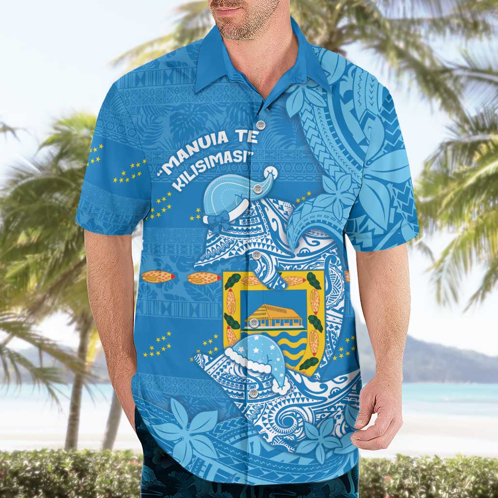 Tuvalu Christmas Hawaiian Shirt Dolphins Santa Xmas Tribal Waves - Polynesian Pride