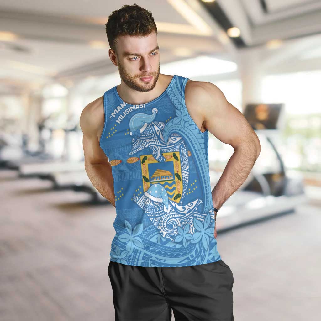Tuvalu Christmas Men Tank Top Dolphins Santa Xmas Tribal Waves - Polynesian Pride