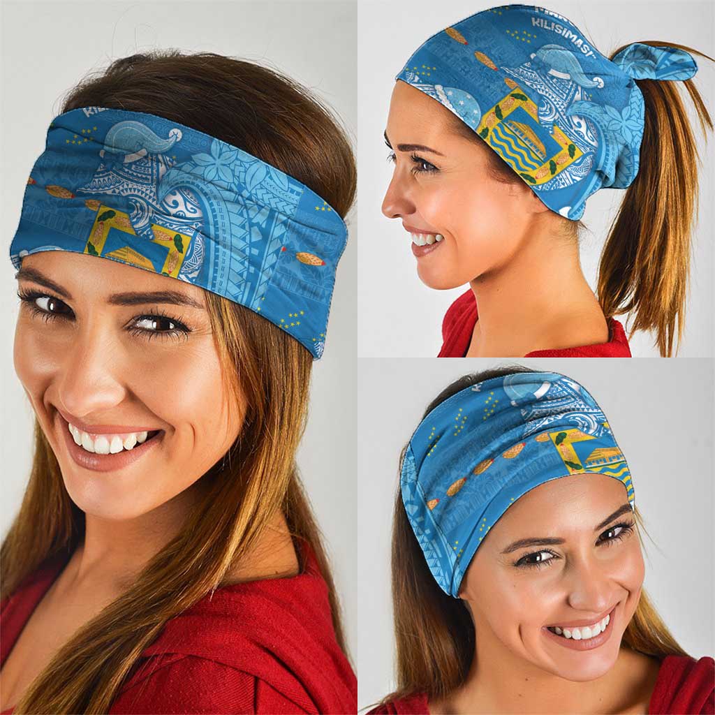 Tuvalu Christmas Neck Gaiter Dolphins Santa Xmas Tribal Waves - Polynesian Pride
