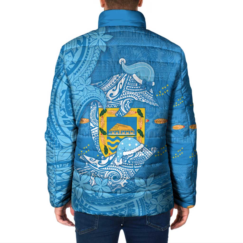 Tuvalu Christmas Padded Jacket Dolphins Santa Xmas Tribal Waves DT05 - Polynesian Pride