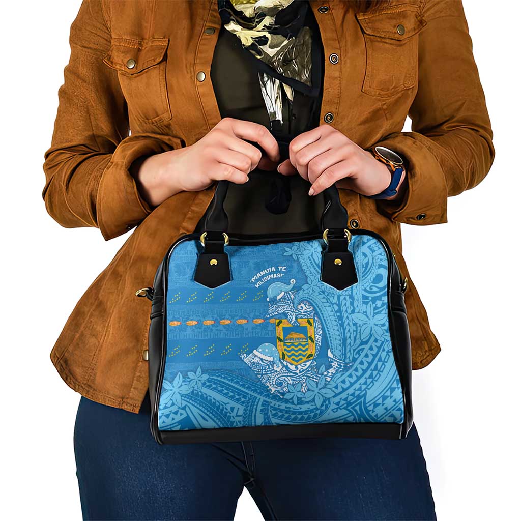 Tuvalu Christmas Shoulder Handbag Dolphins Santa Xmas Tribal Waves - Polynesian Pride
