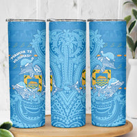 Tuvalu Christmas Skinny Tumbler Dolphins Santa Xmas Tribal Waves DT05 - Polynesian Pride