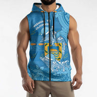 Tuvalu Christmas Sleeveless Zip Hoodie Dolphins Santa Xmas Tribal Waves - Polynesian Pride