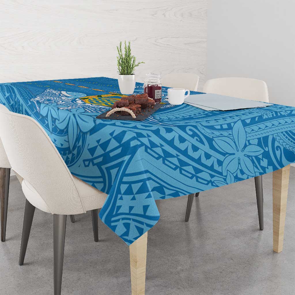 Tuvalu Christmas Tablecloth Dolphins Santa Xmas Tribal Waves - Polynesian Pride