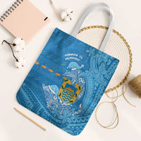 Tuvalu Christmas Tote Bag Dolphins Santa Xmas Tribal Waves - Polynesian Pride