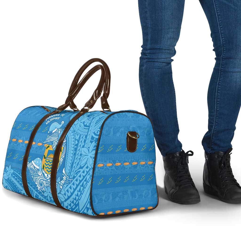 Tuvalu Christmas Travel Bag Dolphins Santa Xmas Tribal Waves - Polynesian Pride