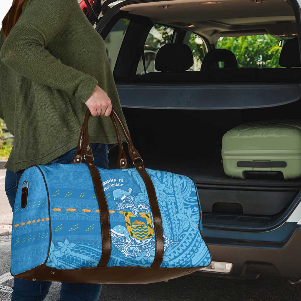 Tuvalu Christmas Travel Bag Dolphins Santa Xmas Tribal Waves - Polynesian Pride