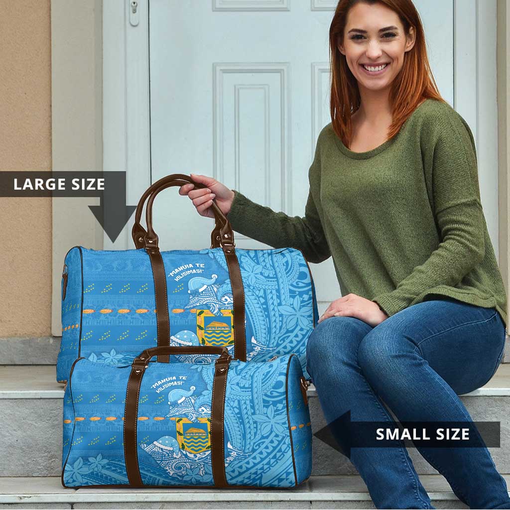 Tuvalu Christmas Travel Bag Dolphins Santa Xmas Tribal Waves - Polynesian Pride