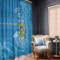 Tuvalu Christmas Window Curtain Dolphins Santa Xmas Tribal Waves DT05 - Polynesian Pride