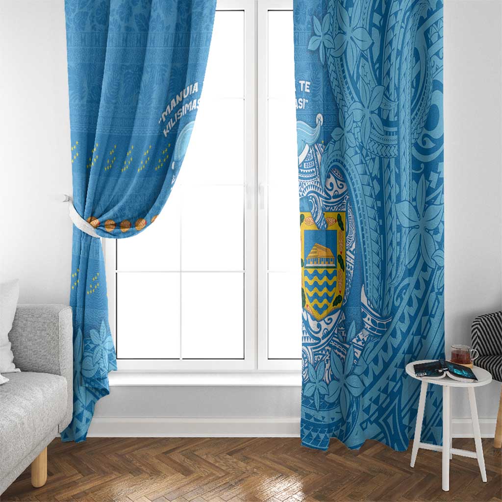 Tuvalu Christmas Window Curtain Dolphins Santa Xmas Tribal Waves DT05 - Polynesian Pride