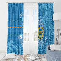 Tuvalu Christmas Window Curtain Dolphins Santa Xmas Tribal Waves DT05 - Polynesian Pride