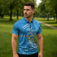 Tuvalu Christmas Zipper Polo Shirt Dolphins Santa Xmas Tribal Waves DT05 - Polynesian Pride