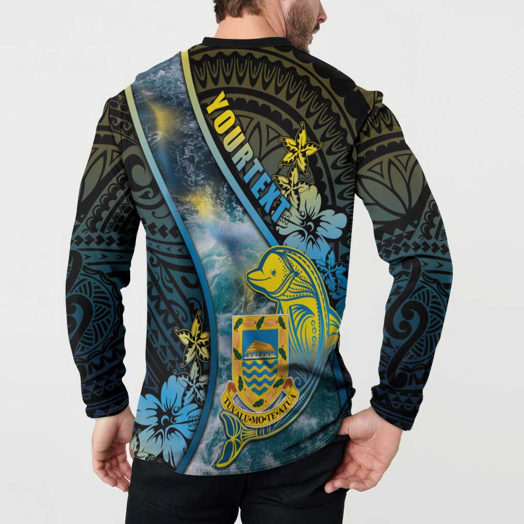 Personalised Tuvalu Button Sweatshirt Dolphin On The Waves