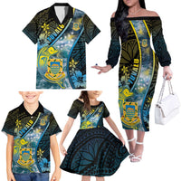 Personalised Tuvalu Family Matching Off The Shoulder Long Sleeve Dress and Hawaiian Shirt Dolphin On The Waves DT05 - Polynesian Pride
