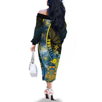 Personalised Tuvalu Family Matching Off The Shoulder Long Sleeve Dress and Hawaiian Shirt Dolphin On The Waves DT05 - Polynesian Pride