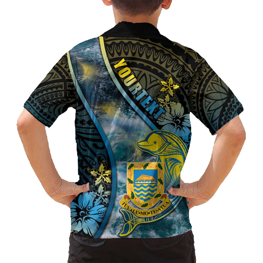 Personalised Tuvalu Family Matching Off Shoulder Maxi Dress and Hawaiian Shirt Dolphin On The Waves DT05 - Polynesian Pride