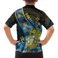 Personalised Tuvalu Family Matching Off Shoulder Maxi Dress and Hawaiian Shirt Dolphin On The Waves DT05 - Polynesian Pride