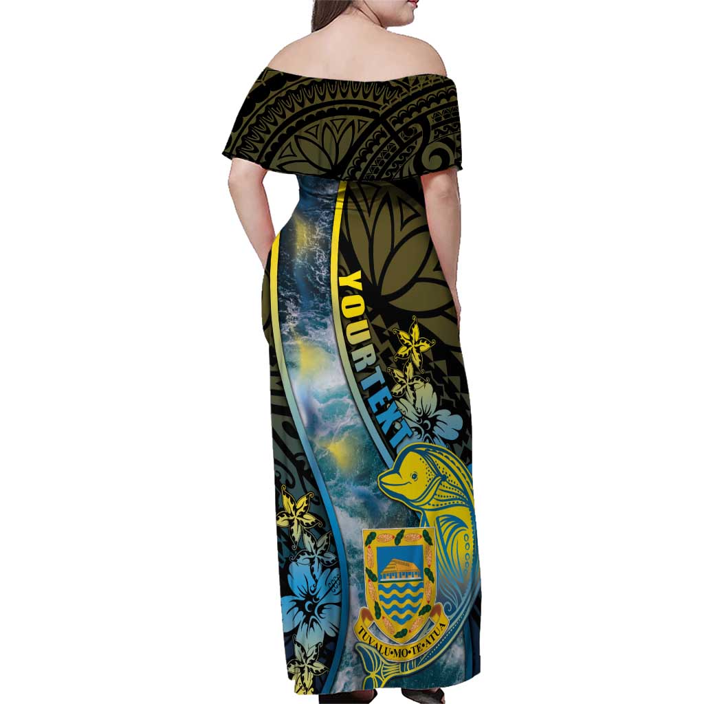 Personalised Tuvalu Family Matching Off Shoulder Maxi Dress and Hawaiian Shirt Dolphin On The Waves DT05 - Polynesian Pride