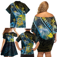 Personalised Tuvalu Family Matching Off Shoulder Short Dress and Hawaiian Shirt Dolphin On The Waves DT05 - Polynesian Pride