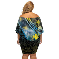 Personalised Tuvalu Family Matching Off Shoulder Short Dress and Hawaiian Shirt Dolphin On The Waves DT05 - Polynesian Pride