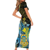 Personalised Tuvalu Family Matching Short Sleeve Bodycon Dress and Hawaiian Shirt Dolphin On The Waves DT05 - Polynesian Pride