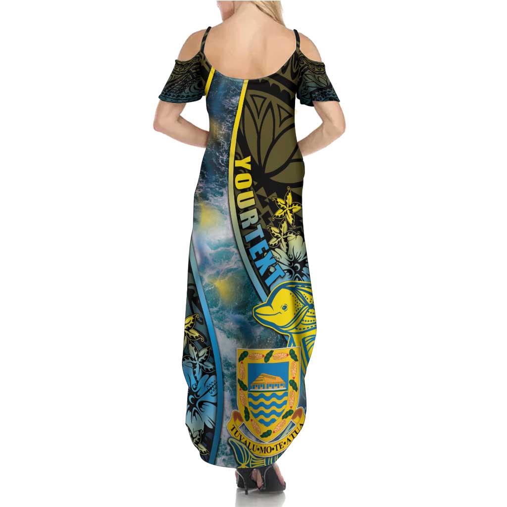 Personalised Tuvalu Family Matching Summer Maxi Dress and Hawaiian Shirt Dolphin On The Waves DT05 - Polynesian Pride