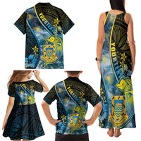 Personalised Tuvalu Family Matching Tank Maxi Dress and Hawaiian Shirt Dolphin On The Waves DT05 - Polynesian Pride