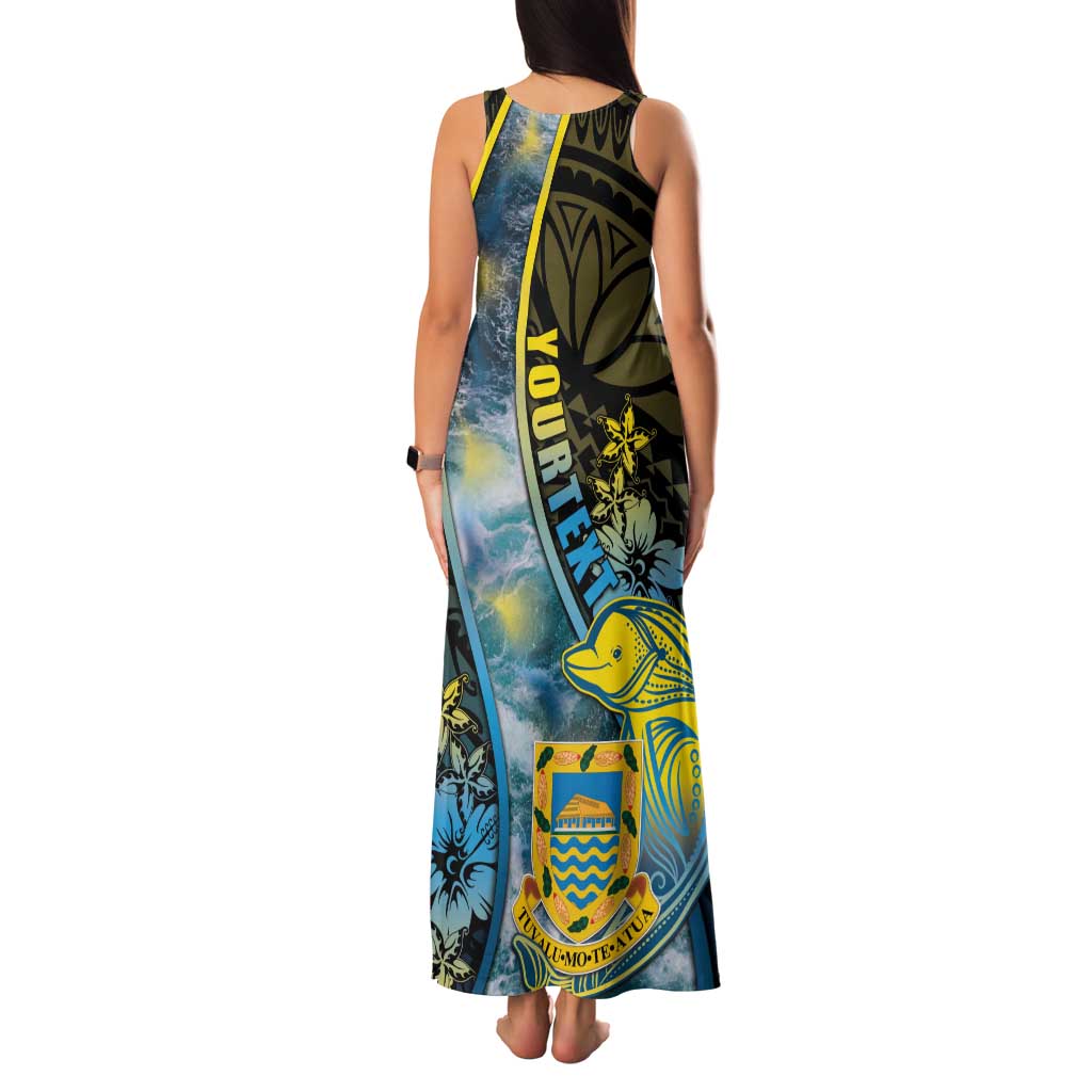 Personalised Tuvalu Family Matching Tank Maxi Dress and Hawaiian Shirt Dolphin On The Waves DT05 - Polynesian Pride