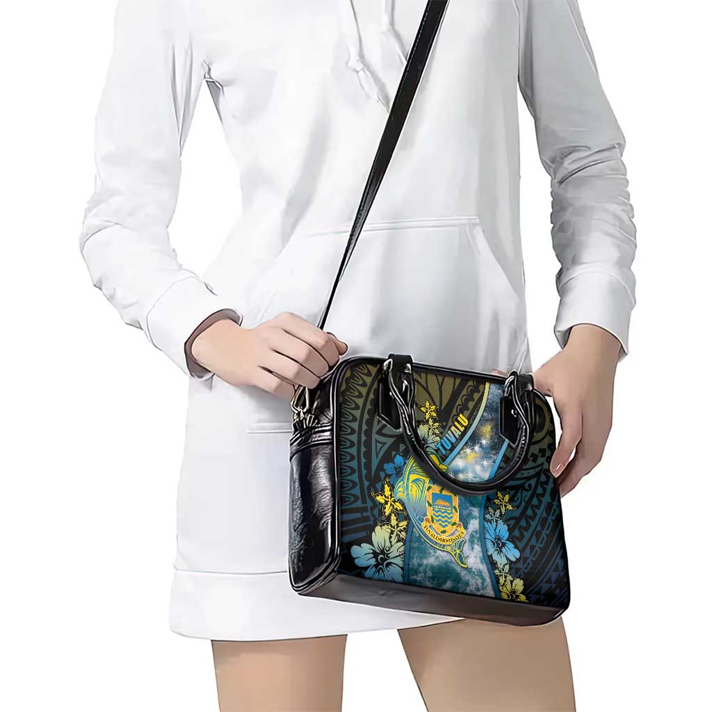 Tuvalu Shoulder Handbag Dolphin On The Waves