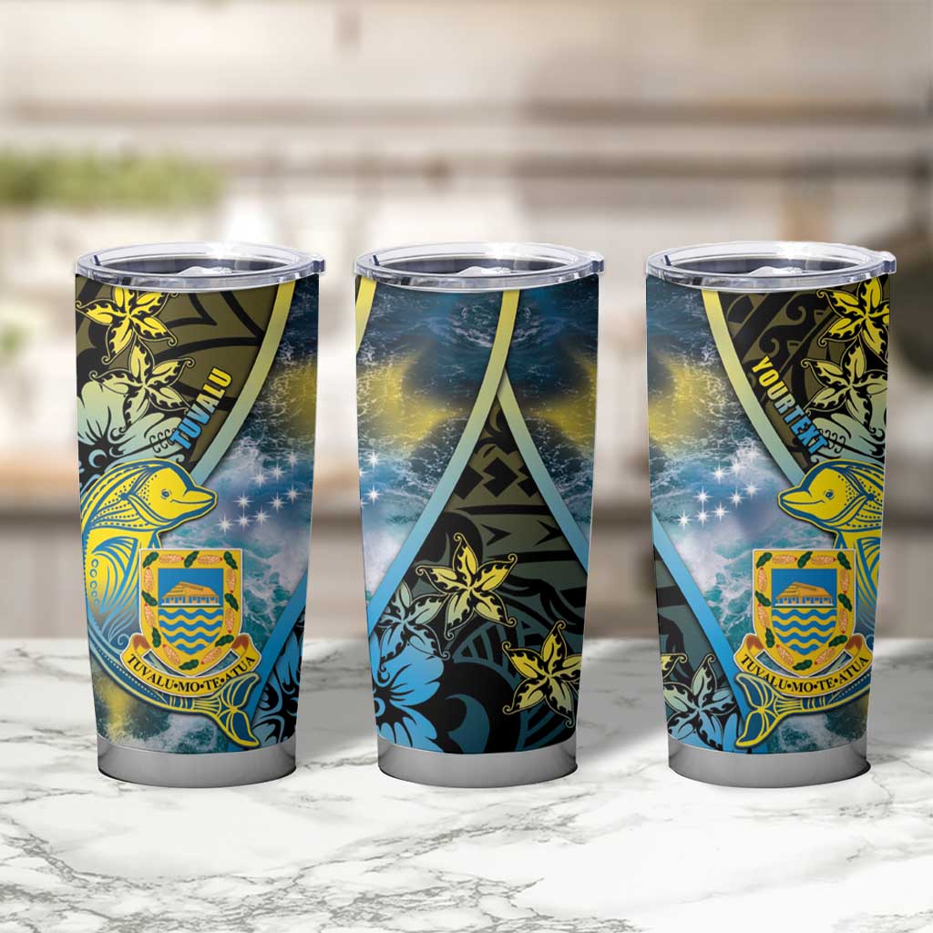 Personalised Tuvalu Tumbler Cup Dolphin On The Waves