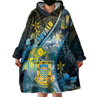 Personalised Tuvalu Wearable Blanket Hoodie Dolphin On The Waves DT05 - Polynesian Pride