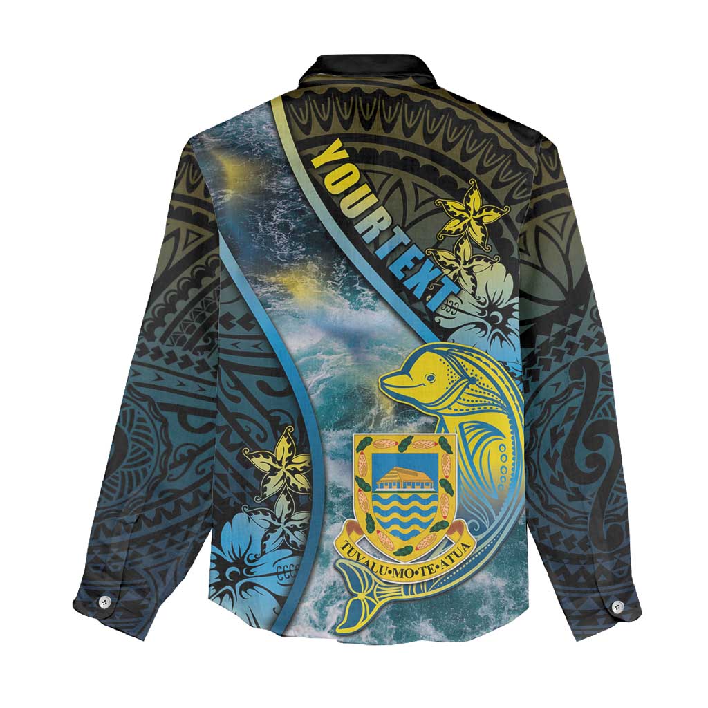 Personalised Tuvalu Women Casual Shirt Dolphin On The Waves DT05 - Polynesian Pride
