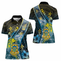 Personalised Tuvalu Women Polo Shirt Dolphin On The Waves